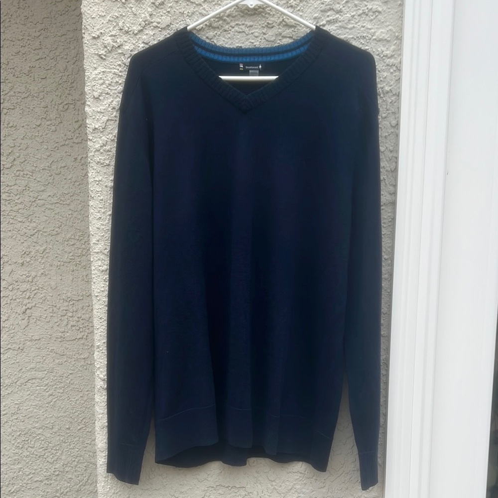 Smartwool Men's Sparwood V-Neck Navy Blue Wool Sweater Size XL